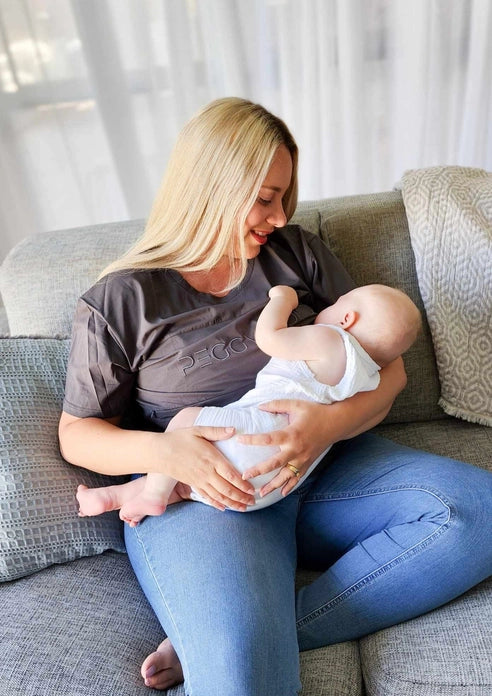 Panel Breastfeeding Tee Charcole