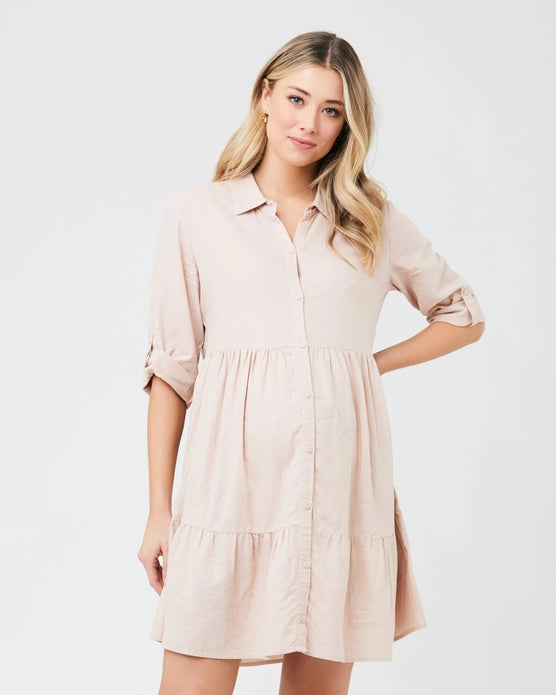 Adel Linen Dusty Pink Dress