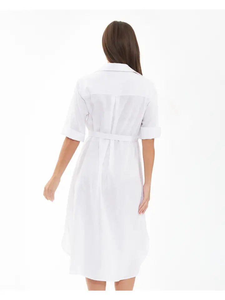 Molly Linen Shirt Dress White