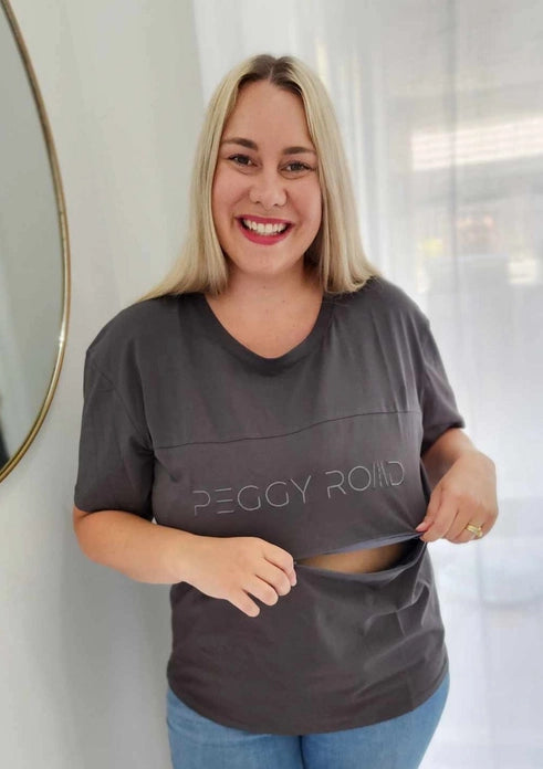 Panel Breastfeeding Tee Charcole